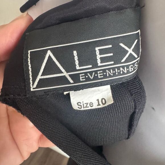 ALEX VTG 90’s Embellished Pearl Black Evening Dress With High Leg Slit - Picture 9 of 9